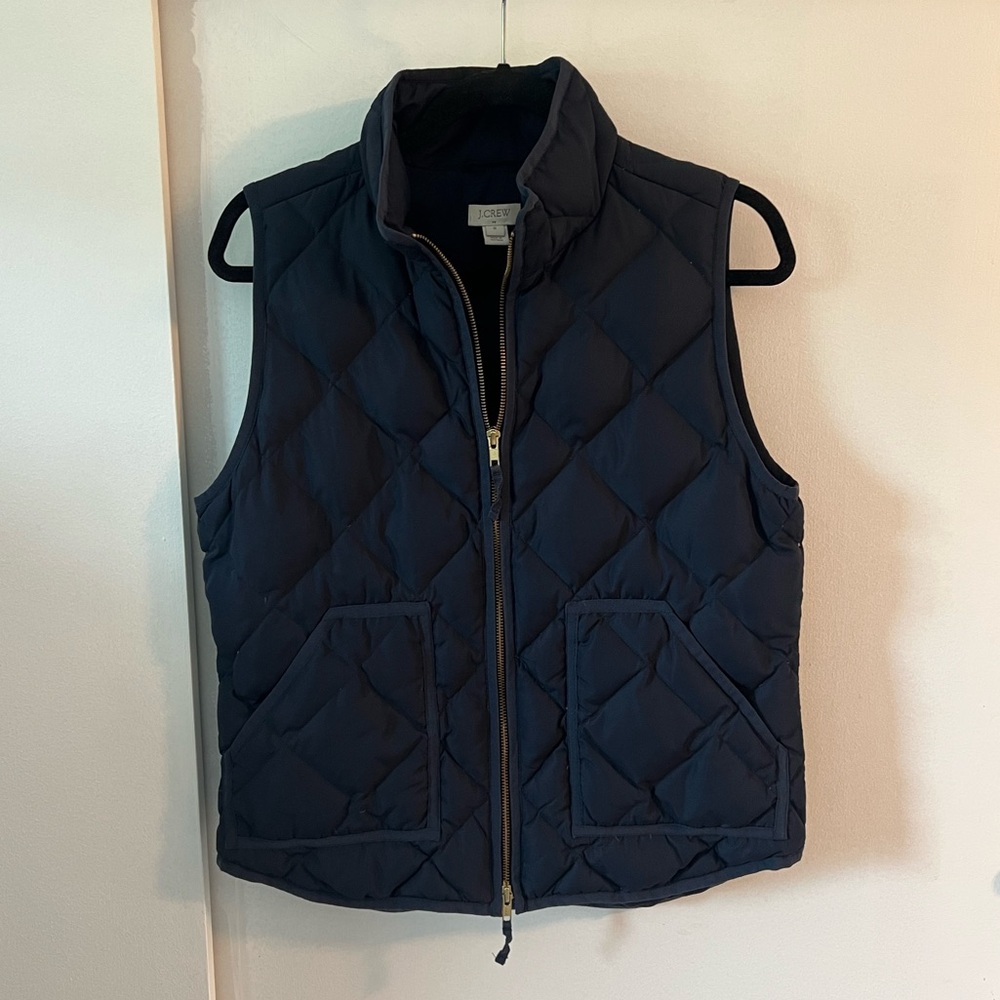 J. Crew Navy Quilted Diamond Puffer Vest